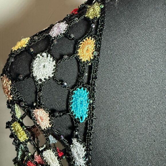 Wrap Colorful Netted Silk Feel Hand Made Crochet Floral Boho Beach Dressy - Picture 6 of 8